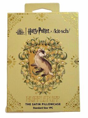 Kitsch x Harry Potter Hufflepuff Satin Zipper Pillowcase Standard/Queen New